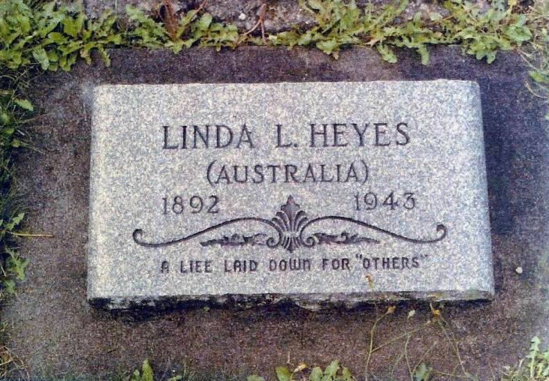 Linda Louisa Heyes born July 1, 1891 in Evandale, Tasmania and came to America in Sept, 1919.
She died July 24, 1943 in Portland, Oregon.
Funeral held at Silvernails in Mliltown.
Buried in Fir-Conway Lutheran Cemetery, Mount Vernon, WA.
Heyes, Linda Gravestone.jpg