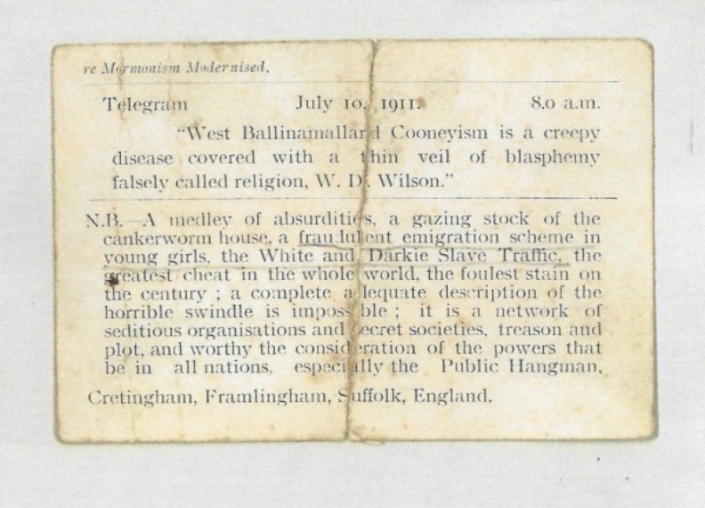 Telegram July, 1911 by Wilson