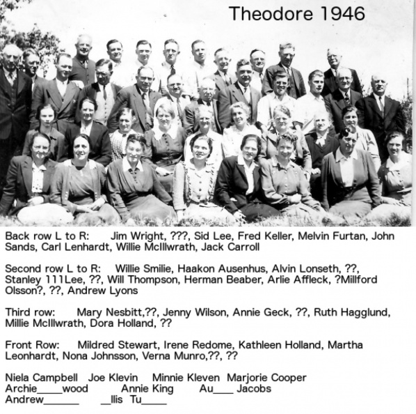 SK 1946 Theodore Convention
Minnie Kleven and Joe Kleven were a married worker couple.
William Willie & Mildred Minnie Olive (nee Spillett) McIlwrath were also a married worker couple.
Willie (unmarried) age 23, from Co. Down Ireland came to Canada in Dec. 1905 with seven other young brother workers.
He entered the work in 1905 (shown on the 1905 Workers list)
He married Millie Spillett and they became a Canadian married worker couple. Had at least one son.
They are shown married on Canadian workers list as early as 1922-23.
Willie Smiley was overseer for Saskatchewan from 1932-1972 SK 1946 Theodore Conv _.jpg