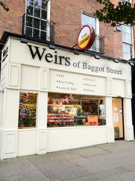 Possible location of the first ever Sunday morning meeting in Dublin, Ireland
over Weirs of Baggot Street store where William Weir & family lived.
The other possible location is this small building is the gate lodge
at the entrance to Crocknacrieve House, Ballinamallard, Co. Fermanagh, N. Ireland.
Photo taken in 2004.
Weirs of Baggot St - 2012.jpg