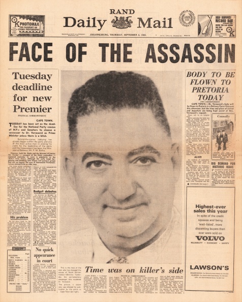 Dimitri Tsafendas
Rand Daily Mail, Johannesburg, South Africa (Sept. 8, 1966)
It was into this atmosphere that a 2x2 man arrived in South Africa in
November 1963 named Dimitri Demetrius Tsafendas. He would
become The Man Who Killed Apartheid. Born in Mozambique, Africa, on
January 14, 1918, he was the illegitimate half-caste son of a white Greek
man, Michalis Tsafendas, and mixed-race African Amelia Williams. He grew
up with his father, stepmother and four siblings in Mozambique.
During WWII, while hospitalized in the US, Tsafendas became friends with
another patient, Brother Worker Tom Tuft. He was attracted to Tuft's
simple Church; after the war, they reconnected. When he left for Greece in
September 1947, Tuft provided contacts for European Church members.
Tsafendas converted, was baptized by Brother Worker John Micheletos,
and participated in their Church Meetings.
In March 1965, Tsafendas arrived in South Africa. He moved to Cape Town
in August and stayed with a 2x2 couple, Peter and Merle Daniels. They
shared a duplex with Merle's 2x2 sisters Sheila (De Jager) Martin and another.
Martin's first impression of Tsafendas was that he was a mysterious
character. She described him as quiet, gentle and restless, but not
threatening. He spoke eight languages fluently and regaled interesting
stories about his travels. He attended the same Church Meetings as Martin
and read his Bible often but was never quite in tune with 2x2 culture. He
once prayed the Lord's Prayer aloud at Convention. He never married.
He somehow acquired a job as a messenger at the House of Parliament.
Prime Minister Assassinated. In 1961, Prime Minister Dr. Hendrik
Verwoerd withdrew South Africa from the British Commonwealth. He was
a harsh, ruthless, merciless man; some believed he was evil and insane.
He planned to pass another very cruel law against the already suffering
black population. On September 6, 1966, as he stepped forward to deliver
a speech regarding the new law to Parliament, he was stabbed several
times and died. The murderer was none other than Dimitri Demetrius
Tsafendas, age 48.
The assassination appeared well planned. The story was published in
South African daily newspapers, e.g. the Argus and Cape Times, and also
internationally, including in the US editions of Time and Newsweek Magazines.
They reported Tsafendas claimed a tapeworm had possessed him.
Reportedly, he told the police he killed Verwoerd because he was
disgusted with his racial policies. At his one-day trial, Tsafendas was ruled
insane, detained at Pretoria Central Prison and incarcerated until his
death. Church members who testified were Daniels, O'Ryans and Brother
Worker James Johnson.
46/475 Additional References: Harris Dousemetzis with Gerry Loughran. 2019. The Man Who Killed Apartheid: The Life of Dimitri Tsafendas: Jacana Media, South Africa. Tsafendas-Alamy - smaller.jpg