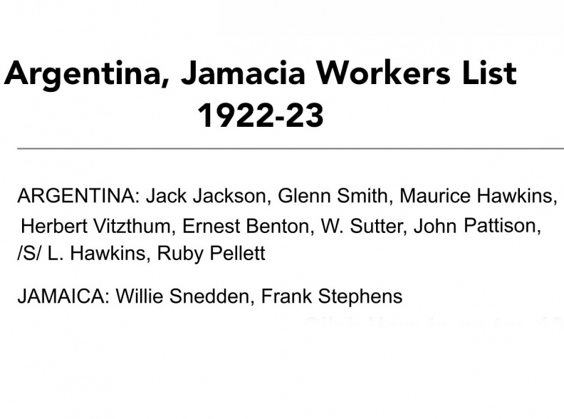 1922-23 Argentina Jamacia Workers list