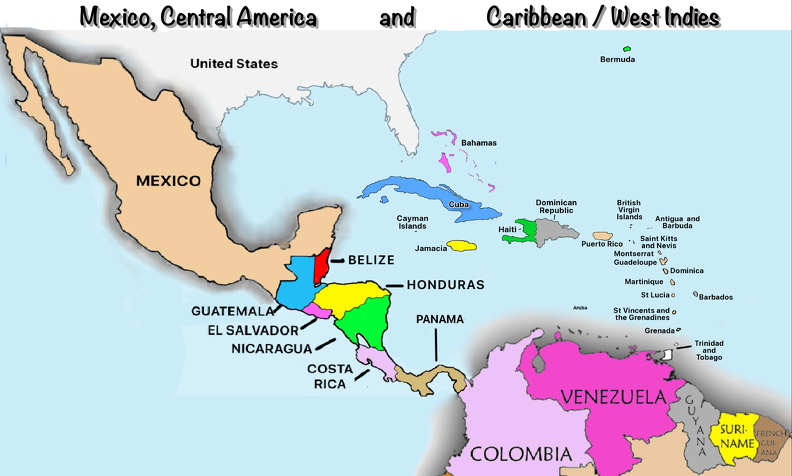 Caribbean, West Indies, Mexico