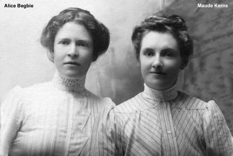 Alice Begbie & Maude Kerns. Alice went in the NZ work at age 19
Begbie, Alice & Maude Kerns.jpg
