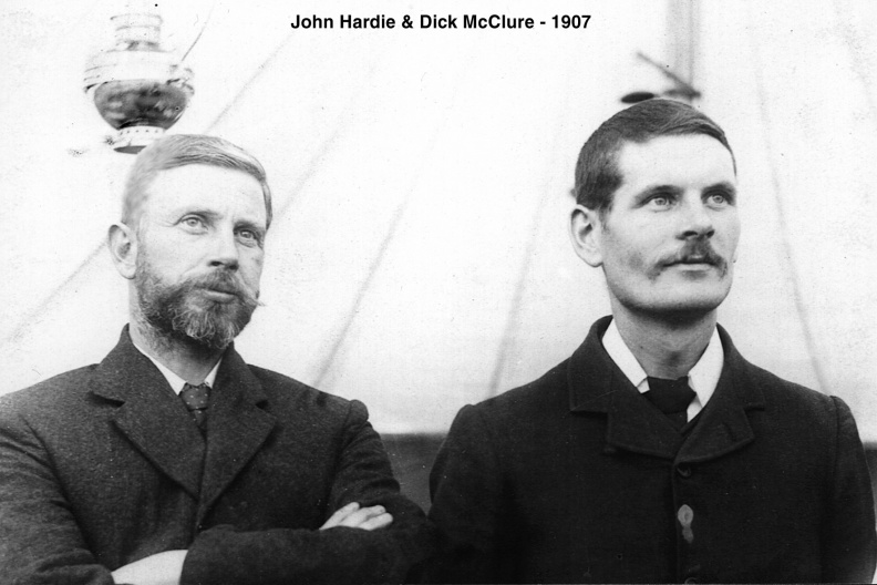 Dick McClure was one of eight workers who left Liverpool, Engand on the SS Orwestry Grange on Nov. 13, 1906, arriving in Wellington, NZ on Jan. 30, 1907.
Dick and John Hardie pioneered NSW in 1907.
Hardie, John & Dick McClure.jpg