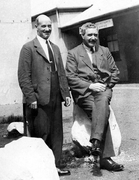 Wilson Reid & Fred Alder 1931.
Wilson Reid was born in 1881 and grew up at Carnteel, Co. Tyrone, Ireland.
He was in the group of 8 workers who went in 1905 to South Africa to pioneer that country.
He was overseer of both Ireland and Africa simultaneously for some years, moving between the two places Reid, Wilson.JPG
