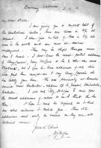 Letter & Report on location of NZ Sister Workers in 1913
Hughes, Wm-Sister Wrkrs 1913 p1 _.jpg