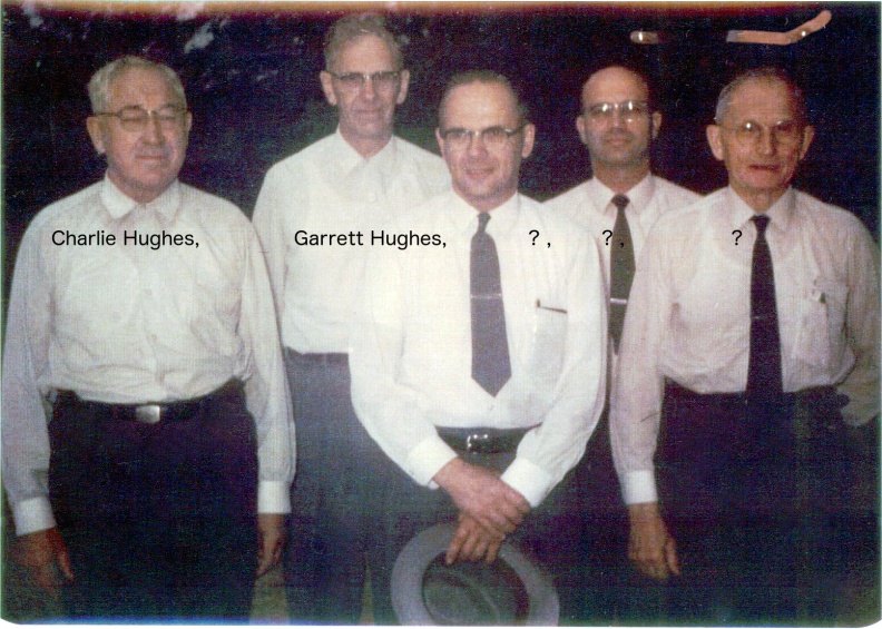 Charlie Hughes, Overseer of Virginia and New York; Garrett Hughes, Overseer of Colorado, distant cousin of Charlie.
Charlie Hughes on left in Group of fivecaption2.jpg