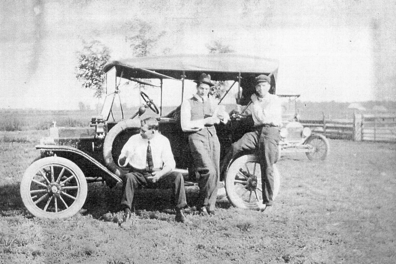 Jack Carroll, Olyne Taylor, Jim Jardine, & Hugh Henderson. Circa 1915.
Jack was general Overseer of Western Canada and the west coast USA states until his death in 1957.
James (Jim) Jardine pioneered Switzerland and Germany. (1884-1969).
James wrote several hymns.
Charlton, Sam (center; Tom Webb and Don Baker.jpg