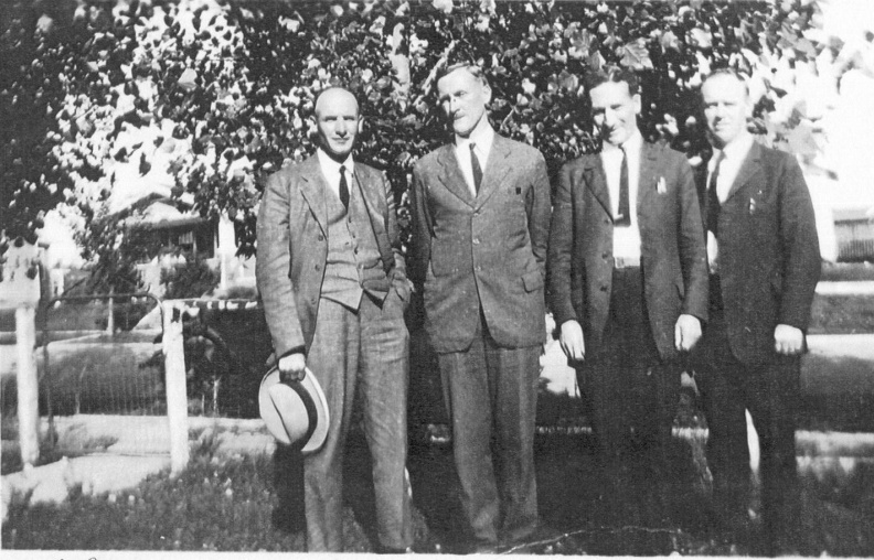 Eddie Cornock, Dave Lyness and Sam Charlton.
Ed Cornock was overseer of Colorado from some time in the 1920s until his death in 1972.
Dave Lyness entered work in 1904 and came to America to preach.
After about 20 years in the work he married Jane Atcheson
in 1930, lived in Tacoma and died in Pierce Co. Washington USA.
(Dave was brother of Annie & Tom, who were also workers and pioneered the work in Idaho/Montana).
All 3 Lyness siblings were on the 1905 Workers List.
Sam was Overseer in Nebraska, Wisconsin and Michigan, his last
and longest field being Michigan from 1926 until his death in 1969.
Cornock, Eddie; Dave Lyness; Sam Charlton.JPG