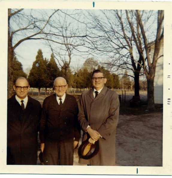 3 Bro. Workers: Charles Thain (Overseer of MS), George Walker and Fred Bacon.
Photo taken at MS Conv. grounds, Feb., 1971
Thain, Chas, Geo Walker, Fred Bacon x4.jpg