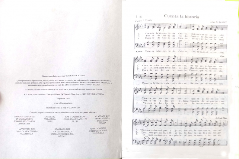 Spanish Hymn Books Title Page