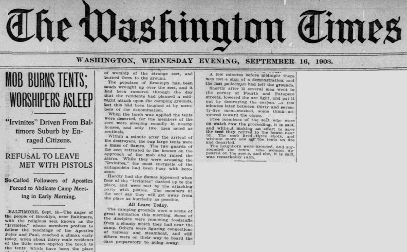 1908 washington timesmob burns tent