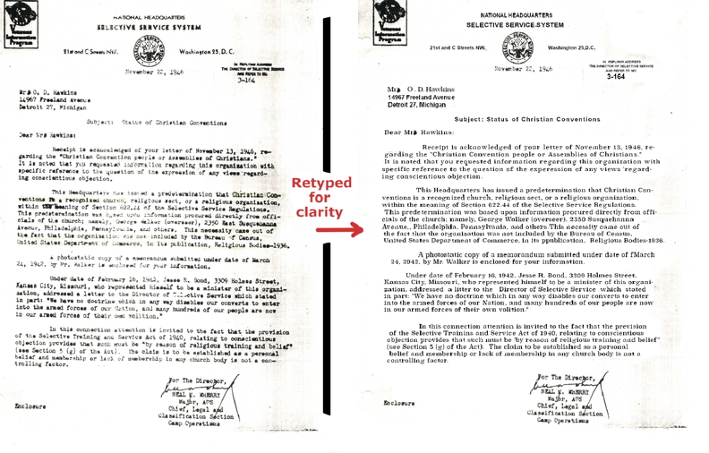 1942 Selective Service Letter